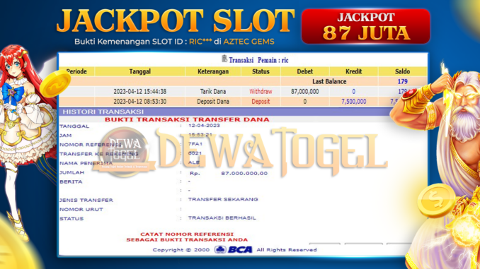 bukti jp dewatogel #166